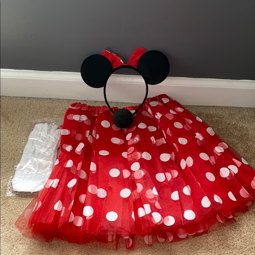 Minnie Mouse Costume with Gloves, Nose and Headband